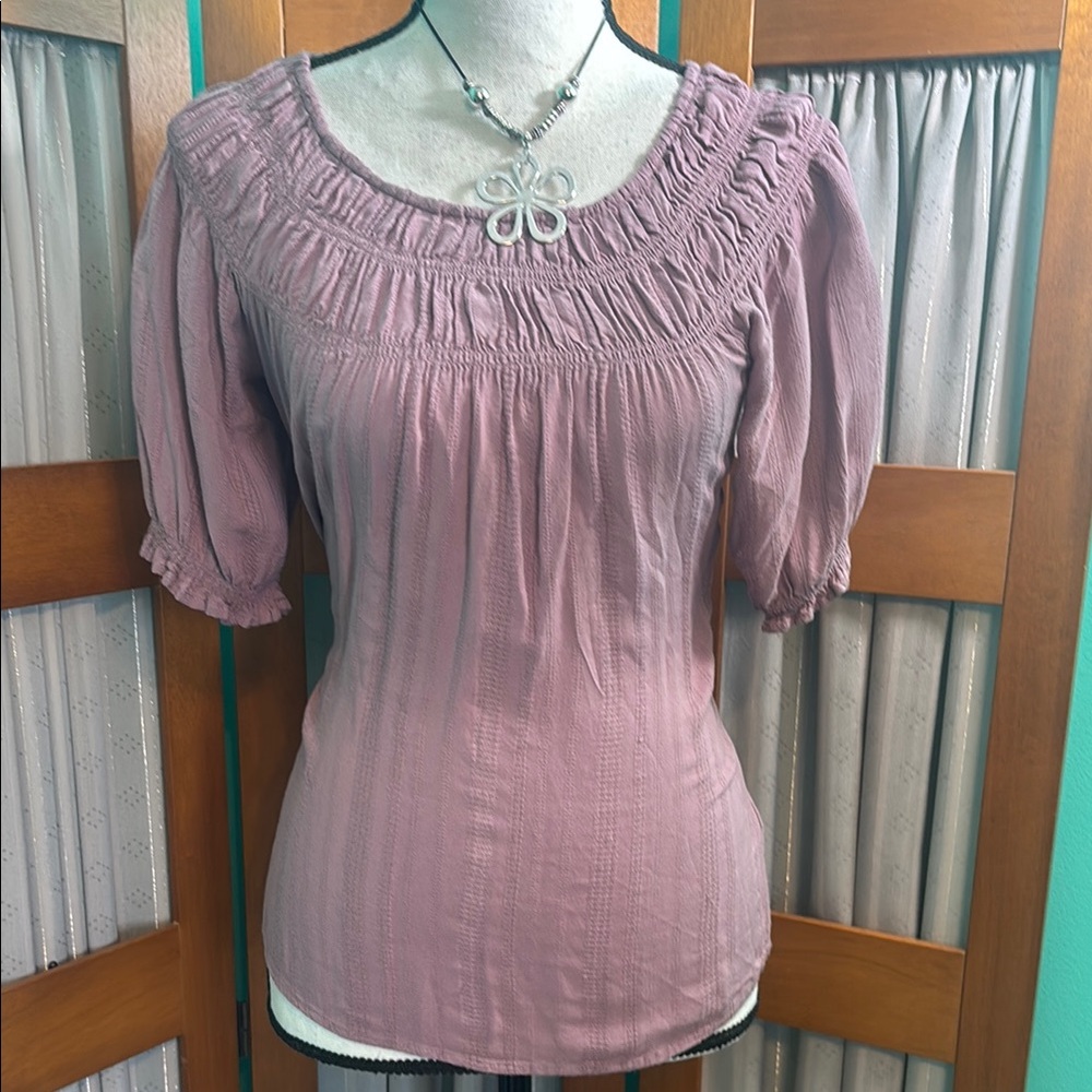 Maurices Maeve colored Smocked Blouse with Short Sleeves